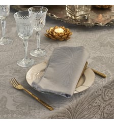 Nappe pur coton enduit motif jacquard or Mille isaphire vermeil Garnier Thiebaut