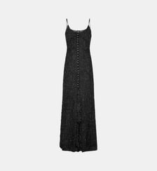 Robe bretelles en crêpe avec broderies de perles Rabanne
