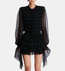 Veste bord à bord en tweed et mousseline Balmain