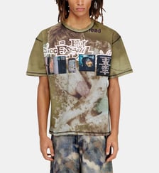 T-shirt décontractée avec imprimés et écussons sur l’ensemble. Diesel