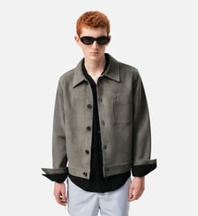Veste boutonnée en cuir de chèvre Ami de Coeur embossé AMI Paris