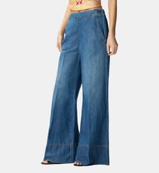 Pantalon large en denim de lin mélangé Pinko