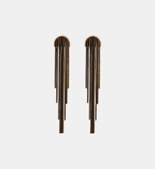 Boucles d'oreilles longues chaînes noir et doré Balaboosté