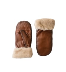 Moufles Marie-Louise Femme en Cuir Fourrées Lapin Agnelle