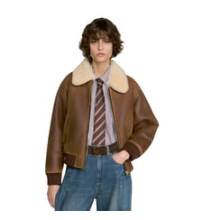 Blouson zippé peau lainée Sandro