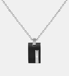 Plaque sur chaîne Christiano en Acier 316L avec diamant blanc Phebus
