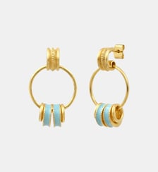 Boucles d'oreilles anneaux tiges percées   doré à l'or fin - Alicudi Satellite