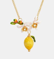 Collier plastron citron, bourgeon et fleurs de citronnier Les Néréides