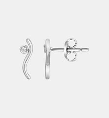 Boucles d'oreilles puces Harmonie en Argent avec diamant blanc La Garçonne Diamant