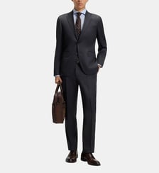 Pantalon de costume droit en sergé de laine vierge BOSS