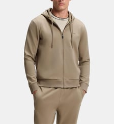 Sweat à capuche zippé en coton stretch signature BOSS