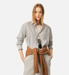 Chemise rayée courte en coton Ami de Coeur embossé AMI Paris