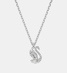 Pendentif Swan, Cygne, Métal rhodié Swarovski