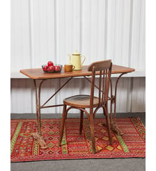 Table à manger bistro en fer forgé rouillé Denise N°1189- Produit chiné Debongout