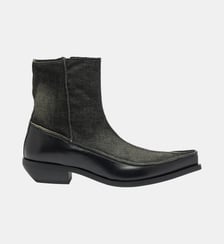 D-Frido-Bottines western en cuir et denim Diesel
