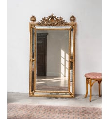 Grand miroir ancien style Louis XVI à parcloses et fronton sculpté Georges N°1384- Produit chiné Debongout