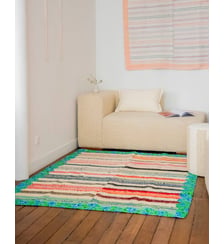 Tapis aux grosses rayures  Olivier N°117- Produit chiné Debongout