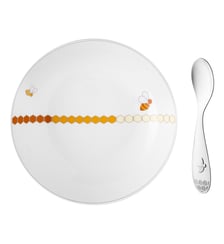 Coffret assiette en porcelaine et cuillère bébé en métal argenté - BEEBEE Christofle