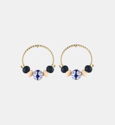 Boucles d'oreilles rondes perles céramique bleu Balaboosté