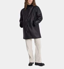 manteau long en cuir et mérinos Agnès b.