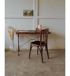 Table à manger bistro en bois et fonte Denise N°104- Produit chiné Debongout