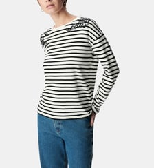 Tee-shirt marinière coton bio brodé épaules Ikks