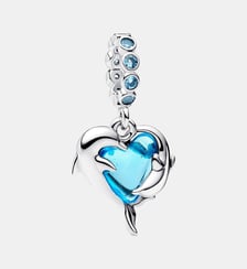 Charm Pendant Dauphins Verre de Murano Bleu Pandora