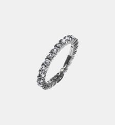 Bague Rivière en argent 925 avec finition gunmetal et topazes blanches Aristocrazy