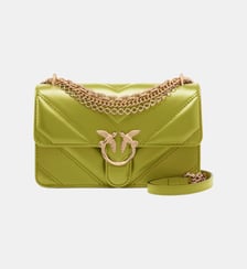 Sac porté épaule mini love bag one en cuir et cuir nappa à chevrons et triple chaîne Pinko