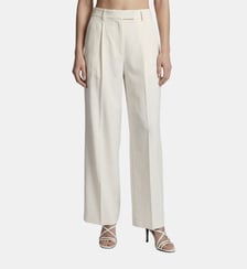 Pantalon de tailleur à pinces large en lin et coton The Kooples