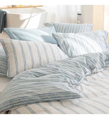 Taie d'oreiller en percale de coton, LIGNES ÉPHÉMÈRES Blanc Cerise