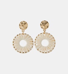 Boucles d'oreilles rondes tissées en raphia ivoire Balaboosté