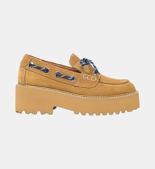 Mocassins bateau suède à plateforme Maje
