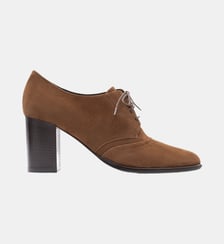 Flint - Derbies En Cuir Chèvre Velours Cognac Parallèle