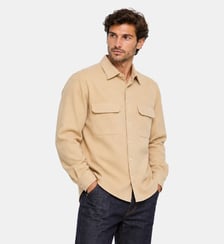 Chemise en flanelle beige avec poches poitrine Atelier Privé