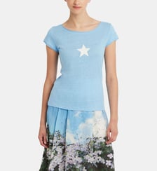T-shirt australie en jersey de lin sérigraphie étoile Agnès b.