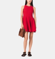 Robe courte évasée en lin mélangé Maje
