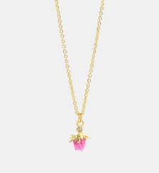 Collier pendentif bouton de rose et cristal blanc Les Néréides