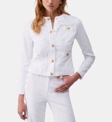 Veste en denim avec strass avec boutons logotés Liu Jo