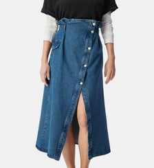 Jupe en jean taille haute asymétrique Ikks