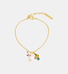 Bracelet pendentif plectrophane des neiges, bouton de rose et cristaux Les Néréides