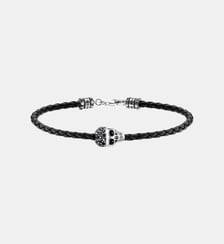 Thomas Sabo Bracelet crâne argent argent sterling 925, noirci, cuir Thomas Sabo