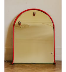 Miroir en métal rouge Igor N°1185- Produit chiné Debongout