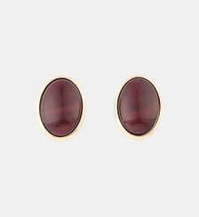 Boucles d'oreilles ovales en résine bordeaux Balaboosté