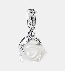Charm Pendant Double Rose Blanche en Fleur Pandora