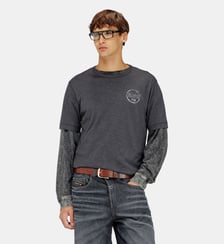 T-shirt en jersey flammé avec imprimé craquelé Diesel