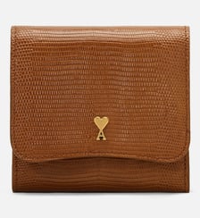 Portefeuille Paris Paris compact unisexe en cuir embossé lézard AMI Paris