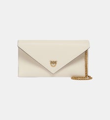Petite pochette enveloppe en cuir lisse à logo love birds Pinko