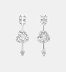 Pendants d'oreilles Idyllia, Cœur avec flèche, Doré à l’or 18 carats (750/1000) Swarovski
