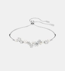 Bracelet-jonc Constella, Crystal Pearl, Tailles rondes, Métal rhodié Swarovski